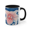 Orange Blue Octopus Vintage Map On White Art Accent Coffee Mug 11Oz