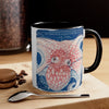 Orange Blue Octopus Vintage Map On White Art Accent Coffee Mug 11Oz