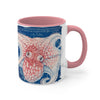Orange Blue Octopus Vintage Map On White Art Accent Coffee Mug 11Oz