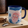 Orange Blue Octopus Vintage Map On White Art Accent Coffee Mug 11Oz