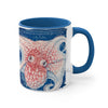 Orange Blue Octopus Vintage Map On White Art Accent Coffee Mug 11Oz