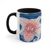 Orange Blue Octopus Vintage Map On White Art Accent Coffee Mug 11Oz