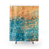 Orange Blue Teal Abstract Ink Art Shower Curtain 71 × 74 Home Decor