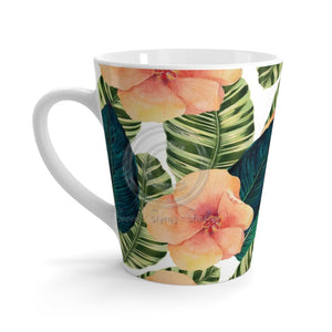 Orange Hibiscus Banana Leaf Watercolor White Latte Mug 12Oz Mug