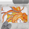Orange Octopus Dance Ink Art Bath Mat Home Decor