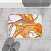 Orange Octopus Dance Ink Art Bath Mat Home Decor