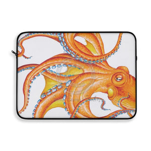 Orange Octopus Dance Ink Art Laptop Sleeve 15