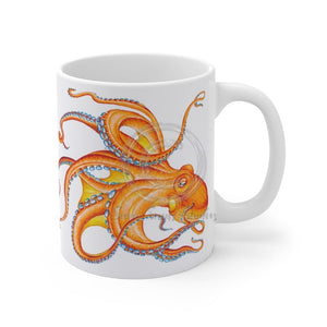 Orange Octopus Dance Ink Art Mug 11Oz