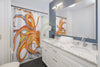 Orange Octopus Dance Ink Art Shower Curtain Home Decor