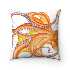 Orange Octopus Dance Ink Art Square Pillow 14 × Home Decor