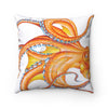 Orange Octopus Dance Ink Art Square Pillow Home Decor
