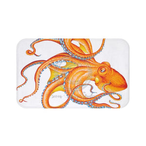 Orange Octopus Dance Ink Ii Art Bath Mat 34 × 21 Home Decor