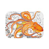 Orange Octopus Dance Vintage Map Black Ink Art Bath Mat 24 × 17 Home Decor