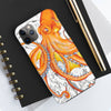 Orange Octopus Dance Vintage Map Black Ink Art Case Mate Tough Phone Cases