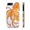 Orange Octopus Dance Vintage Map Black Ink Art Case Mate Tough Phone Cases Iphone 7 Plus 8