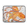 Orange Octopus Dance Vintage Map Black Ink Art Laptop Sleeve 15