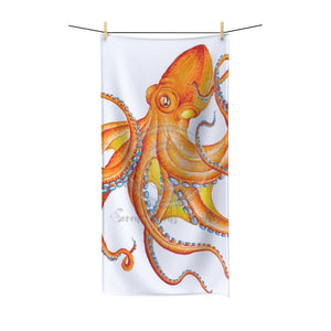 Orange Octopus Ink Art Polycotton Towel 30 × 60 Home Decor