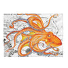 Orange Octopus On White Vintage Map Ink Art Velveteen Plush Blanket 30 × 40 All Over Prints