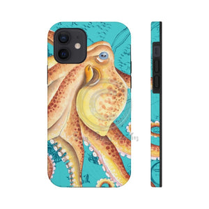 Orange Octopus Tentacle Teal Vintage Map Case Mate Tough Phone Cases Iphone 12
