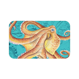 Orange Octopus Tentacles Watercolor Bath Mat 34 × 21 Home Decor