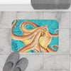 Orange Octopus Tentacles Watercolor Bath Mat Home Decor