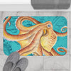 Orange Octopus Tentacles Watercolor Bath Mat Home Decor