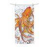 Orange Octopus Vintage Map Ink Art Polycotton Towel 30 × 60 Home Decor