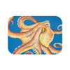 Orange Octopus Watercolor Blue Bath Mat 24 × 17 Home Decor