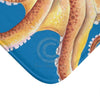 Orange Octopus Watercolor Blue Bath Mat Home Decor