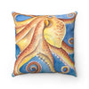 Orange Red Dancing Octopus Watercolor Square Pillow Home Decor