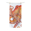 Orange Red Octopus On White Watercolor Art Polycotton Towel 30 × 60 Home Decor