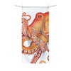Orange Red Octopus On White Watercolor Art Polycotton Towel 36 × 72 Home Decor