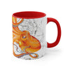Orange Red Octopus Vintage Map Art Accent Coffee Mug 11Oz /