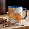 Orange Red Octopus Vintage Map Art Accent Coffee Mug 11Oz