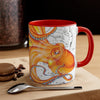 Orange Red Octopus Vintage Map Art Accent Coffee Mug 11Oz