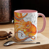 Orange Red Octopus Vintage Map Art Accent Coffee Mug 11Oz