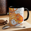 Orange Red Octopus Vintage Map Art Accent Coffee Mug 11Oz