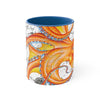 Orange Red Octopus Vintage Map Art Accent Coffee Mug 11Oz Blue /