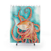 Orange Red Octopus Watercolor Art Shower Curtains 71 X 74 Home Decor