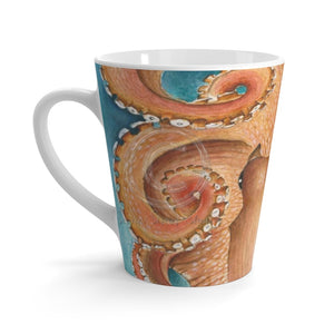 Orange Red Pacific Octopus Tentacles Watercolor Art Latte Mug 12Oz Mug