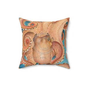 Orange Red Pacific Octopus Tentacles Watercolor Art Square Pillow 14 × Home Decor