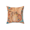 Orange Red Pacific Octopus Tentacles Watercolor Art Square Pillow Home Decor