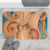 Orange Red Pacific Octopus Tentacles Watercolor Bath Mat Home Decor