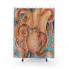 Orange Red Pacific Octopus Tentacles Watercolor Shower Curtain 71 × 74 Home Decor