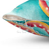 Orange Red Teal Tentacles Square Pillow Home Decor