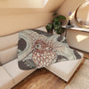 Orange Taupe Octopus Tentacles Beige Vintage Map Nautical Marine Art Tan Sherpa Blanket Home Decor