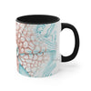 Orange Teal Octopus Vintage Map On White Art Accent Coffee Mug 11Oz