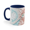 Orange Teal Octopus Vintage Map On White Art Accent Coffee Mug 11Oz