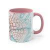 Orange Teal Octopus Vintage Map On White Art Accent Coffee Mug 11Oz