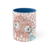 Orange Teal Octopus Vintage Map On White Art Accent Coffee Mug 11Oz Blue /